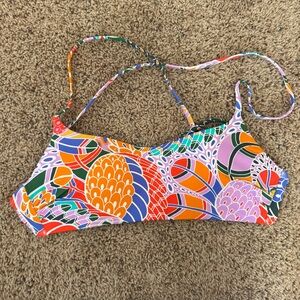 Multicolor Floral Print Bikini Top - Orange, Purple, Green, Blue, Pink